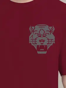 AUSK Men Graphic Printed Round Neck Cotton Oversized T-shirt