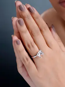SWASHAA Mack Silver-Plated CZ-Studded Ring