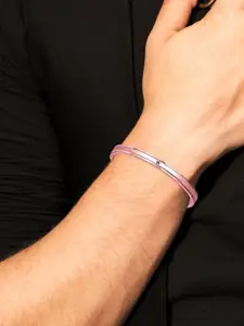 MEENAZ Men Stainless Steel American Diamond Rose Gold-Plated Kada Bracelet