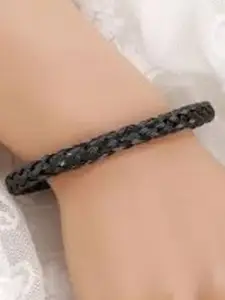 MEENAZ Men Silver Plated Stainless Steel Cuff Bracelet