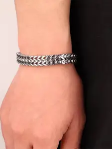 MEENAZ Men Silver Plated Stainless Steel Link Bracelet