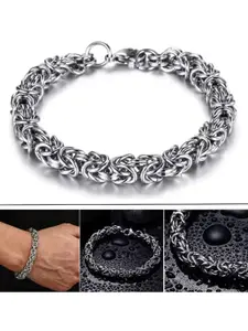 MEENAZ Men Silver Plated Stainless Steel Link Bracelet