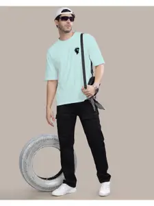 AUSK Men Graphic Printed Round Neck Cotton Oversized T-Shirt