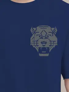 AUSK Men Graphic Printed Round Neck Cotton Oversized T-shirt