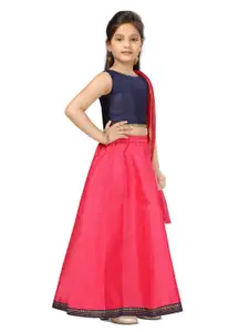 BAESD Girls Round Neck Gotta Patti Silk Ready to Wear Lehenga & Blouse With Dupatta