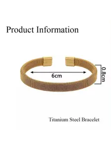 MEENAZ Men Gold Plated Stainless Steel Cuff Bracelet