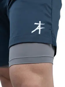 Athflex Men's Nylon-Spandex Workout 2in1 Regular Fit Sports Shorts