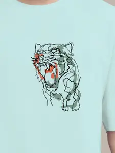 AUSK Men Printed Applique T-shirt