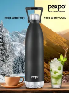 Pexpo Echo Knight Black ISI Certified Thermosteel 24 Hrs Hot Flask Water Bottle 1.75L