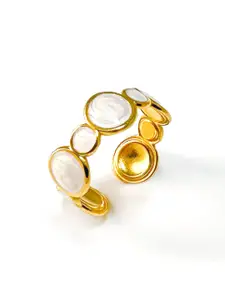 SWASHAA Arin 18KT Gold-Plated Stainless Steel Stone-Studded Finger Ring