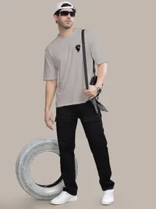 AUSK Men Graphic Printed Round Neck Cotton Oversized T-Shirt