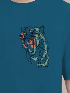 AUSK Men Graphic Printed Round Neck Cotton Oversized T-shirt