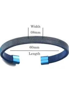 MEENAZ Men Silver Plated Stainless Steel Kada Bracelet