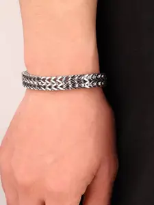 MEENAZ Men Stainless Steel Silver-Plated Link Bracelet