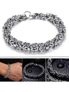 MEENAZ Men Stainless Steel Silver-Plated Link Bracelet