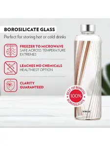 BOROSIL Artisan Series Prism Brown 2 Pieces 1L Narrow Mouth Bottle With Metal Lid