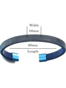 MEENAZ Men Silver Plated Stainless Steel Cuff Bracelet