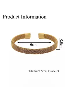 MEENAZ Men Stainless Steel Gold-Plated Cuff Bracelet
