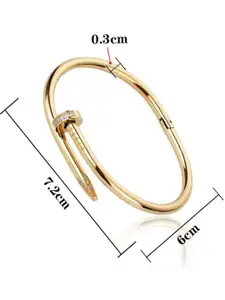 MEENAZ Men American Diamond Gold Plated Stainless Steel Cuff Bracelet