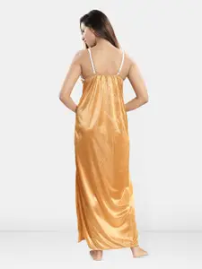 Be You Women Sleeveless Satin Maxi Nightdress With Robe