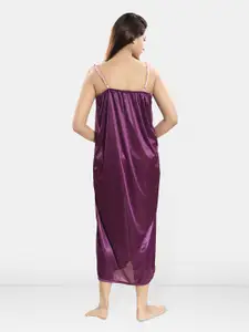 Be You Embroidered Satin Maxi Nightdress With Robe