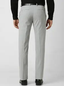 Van Heusen Men Textured Slim Fit Mid-Rise Formal Trousers