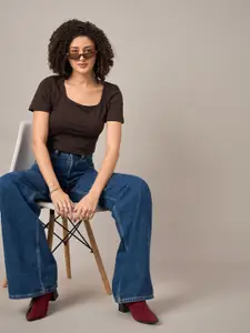 The Roadster Lifestyle Co. Women Solid Scoop Neck Cotton T-shirt