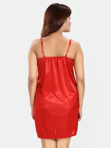 Be You Women Satin Nightwear Set-4 Pcs