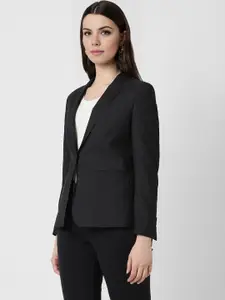 Van Heusen Woman Self Design Notched Lapel Pure Cotton Single Breasted Formal Blazers