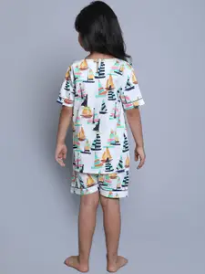 BAESD Girls Printed Pure Cotton Top and Shorts Night suit