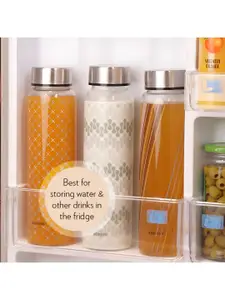 BOROSIL Artisan Transparent 3 Pieces Glass Printed Water Bottle 1l