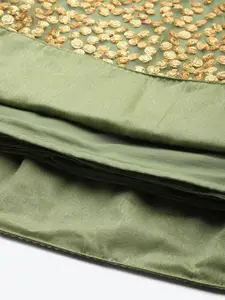 FABPIXEL Embroidered Sequinned Semi-Stitched Lehenga & Unstitched Blouse With Dupatta