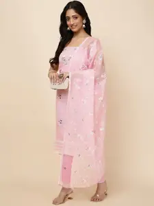 Meena Bazaar Floral Embroidered Unstitched Dress Material