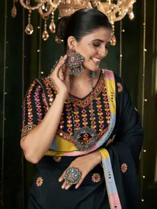 ODETTE Embellished Mirror Work Ready to Wear Lehenga & Blouse With Dupatta