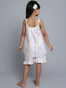 BAESD Girls Striped Pure Cotton Shoulder Straps Night suit