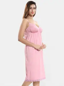 Be You Women Shoulder Strap Knee Length Empire Nightdress