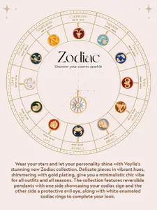 Voylla Gold-Plated Zodiac Libra And Evil Eye Reversible Pendant with Chain