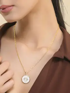 Voylla Gold-Plated Zodiac Pisces And Evil Eye Reversible Pendant with Chain