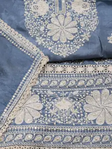 Meena Bazaar Ethnic Motifs Sequinned Embroidered Art Silk Unstitched Dress Material