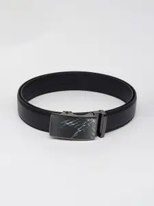 WINSOME DEAL Men Slider Buckle Closure Textured Formal Belt