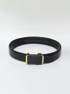 WINSOME DEAL Men Slider Buckle Closure Textured Formal Belt