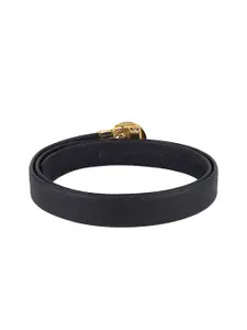WINSOME DEAL Men Slider Buckle Closure Textured Formal Belt