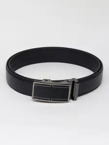 WINSOME DEAL Men Slider Buckle Closure Textured Formal Belt