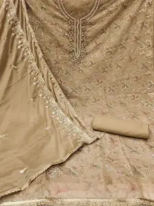 KIMISHA Floral Embroidered Beads and Stones Organza Unstitched Dress Material