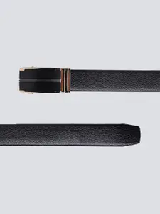 WINSOME DEAL Men Slider Buckle Closure Textured Formal Belt