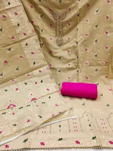 KIMISHA Ethnic Motifs Woven Design Beads and Stones Unstitched Dress Material