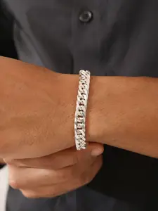 Zavya Men 925 Sterling Silver Rhodium-Plated Link Bracelet