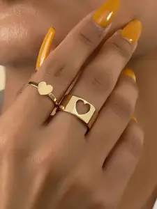 Jewels Galaxy Set Of 2 Gold-Plated Finger Rings