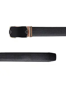 WINSOME DEAL Men Slider Buckle Closure Textured Formal Belt