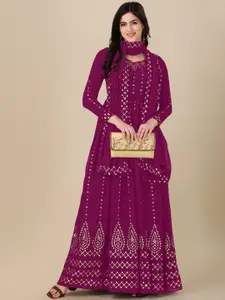 KALINI Floral Embroidered Semi-Stitched Dress Material